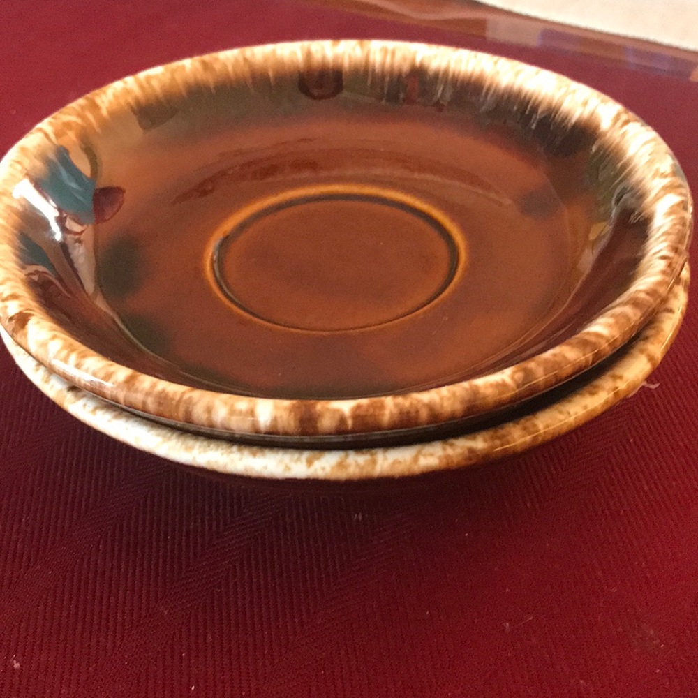 Set of 3 Hull oven proof USA saucers Vintage